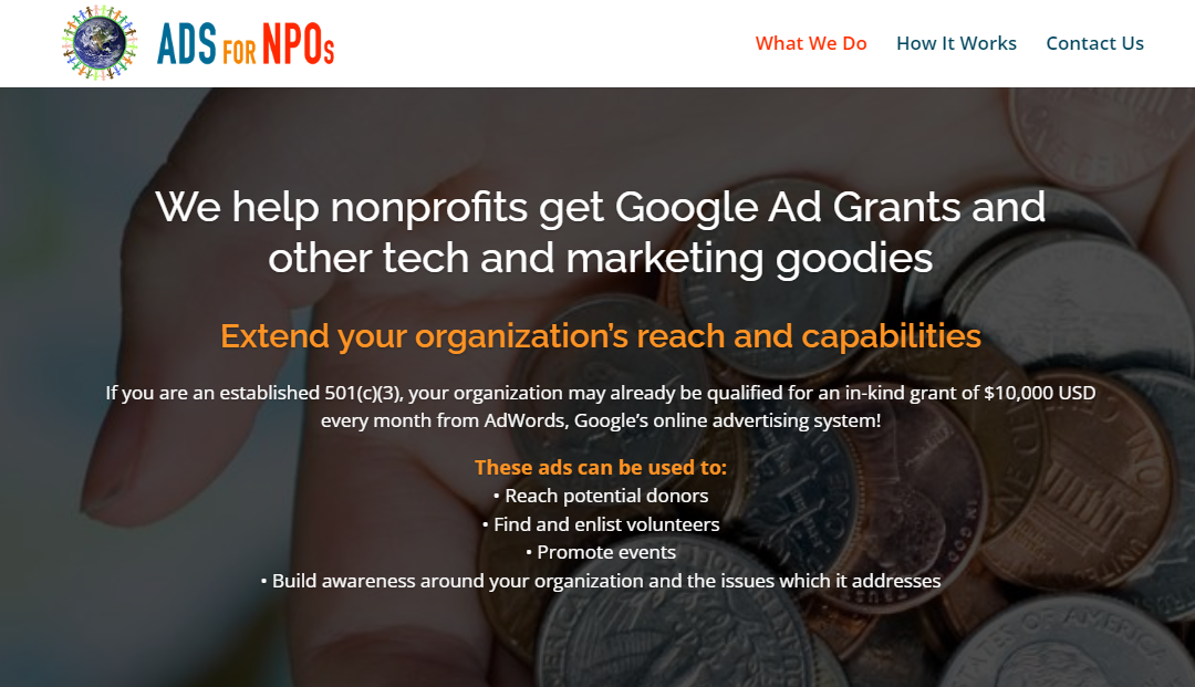 We help nonprofits get Google Ad Grants and other tech and marketing goodies